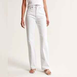 Abercrombie & Fitch White Striped The Loose High Rise Jeans